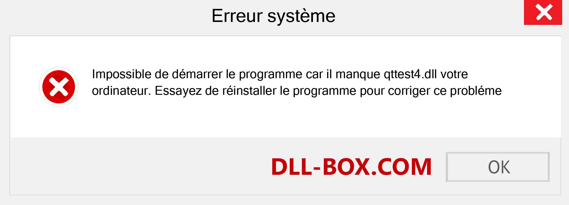 Le fichier qttest4.dll est manquant ?. Télécharger pour Windows 7, 8, 10 - Correction de l'erreur manquante qttest4 dll sur Windows, photos, images